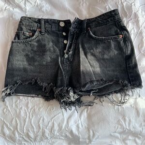 Urban Outfitters High Waisted Denim Cutoff Shorts in Washed Black
